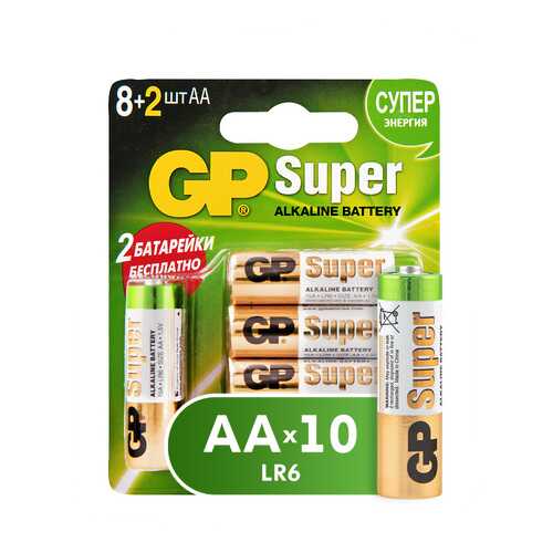 Батарейка GP AA (15A 8/2-CR10 LR6) 10 шт в ДНС