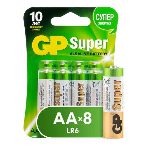 Батарейка GP Batteries Super Alkaline AA (15A) 8 шт в ДНС