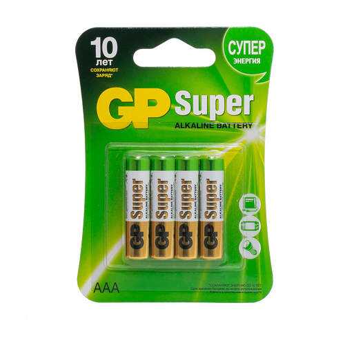 Батарейка GP Batteries Super Alkaline Battery AAA 4 шт в ДНС