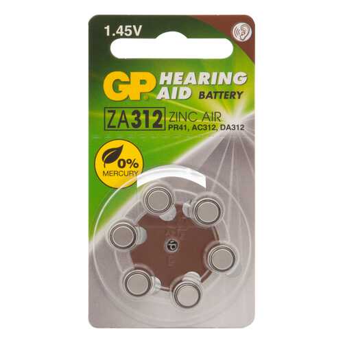 Батарейка GP Hearing Aid ZA312 6 шт в ДНС