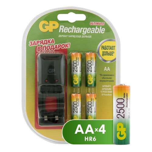 Зарядное устройство + аккумуляторы GP AA (PB330GSCW250BB5-2CR4) 4 шт. 1300 mAh в ДНС