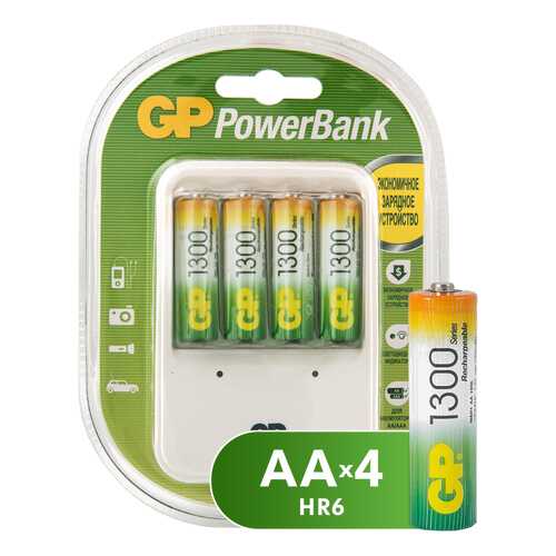 Зарядное устройство + аккумуляторы GP GPPB420GS130-2CR5 AA 4 шт. 1300 mAh в ДНС