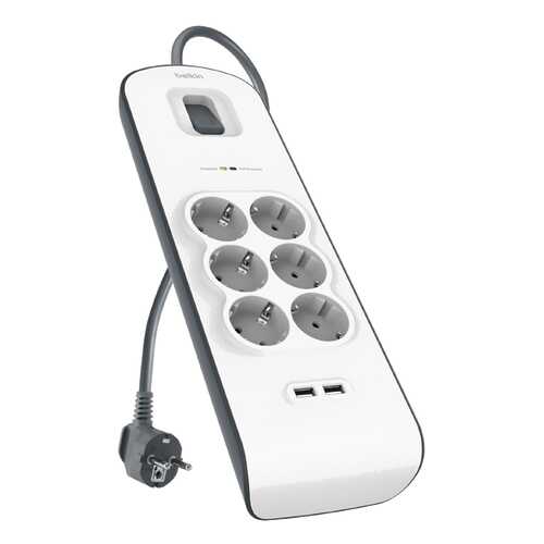Сетевой фильтр Belkin BSV604vf2M, 6 розеток, 2 м, White в ДНС