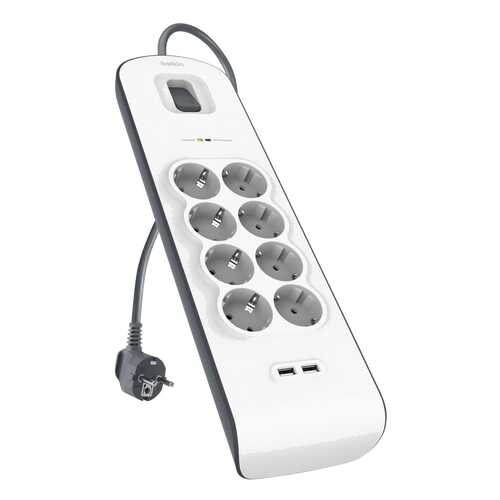 Сетевой фильтр Belkin BSV804vf2M, 8 розеток, 2 м, White в ДНС