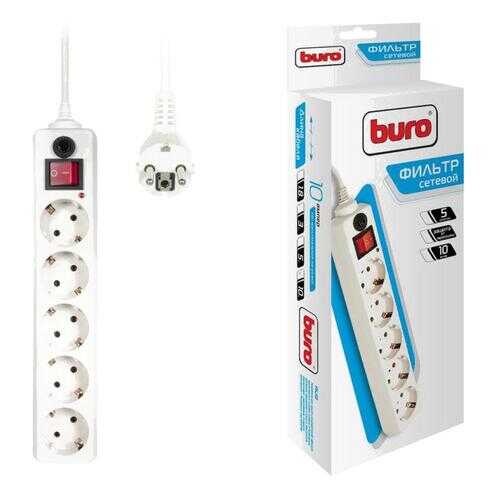 Сетевой фильтр BURO 500SH-10-W, 5 розеток, 10 м, White в ДНС