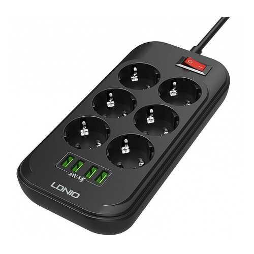 Сетевой фильтр LDNIO SE6403, 6 розеток, 2 м, Black в ДНС