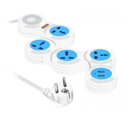 Сетевой фильтр Promate PowerStrip-2, 4 розетки, 3 м, White в ДНС