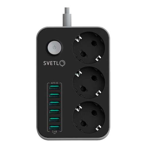Сетевой фильтр Svetl CL-3631B, 3 розетки, 1,6 м, Black в ДНС