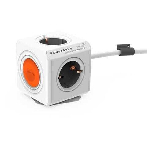 Удлинитель Allocacoc PowerCube Remote 1512/EUEXRM, 4 розетки, 1,5 м, White/Orange в ДНС