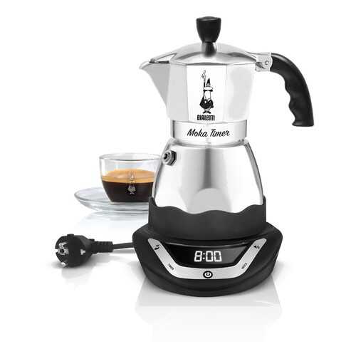 Гейзерная кофеварка Bialetti Moka Timer 6 Silver в ДНС