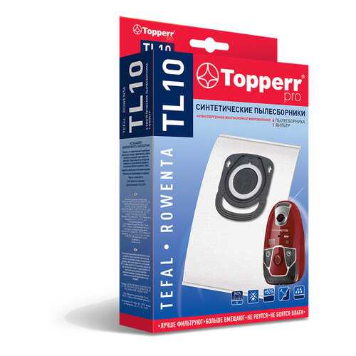 Мешки Topperr TL10 для пылесосов Tefal, Rowenta 4 шт в ДНС