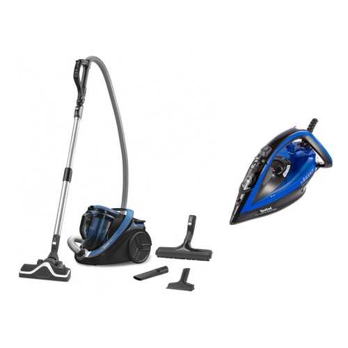 Пылесос Tefal Silence Force TW7621EA Blue+Утюг Tefal TurboPro Anti-Calc FV5648 Blue/Black в ДНС