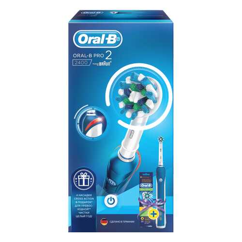 Электрическая зубная щетка Braun Oral-B Pro 2400 D501.513.2+EB50 CrossAction в ДНС