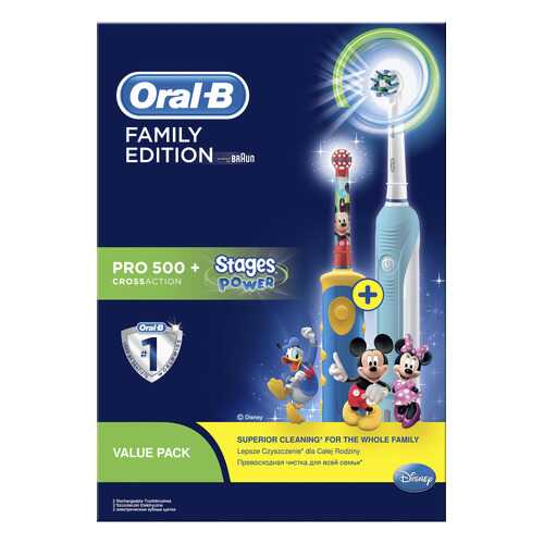 Электрическая зубная щетка Braun Oral-B Pro 500 CrossAction+Stages Power Микки в ДНС